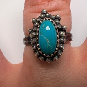 Vintage Turquoise Sterling Silver 925 Ring, Size 8